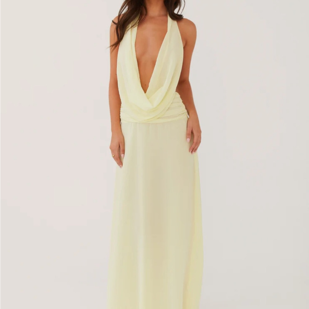 NEW Elysia Chiffon Maxi Dress - Lemon